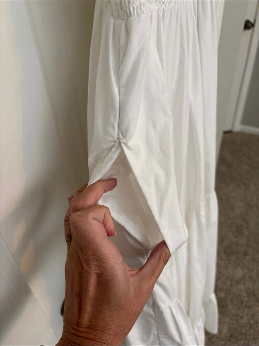 Abercrombie & Fitch White Smocked Maxi Sundress with Ruffle Straps size Large